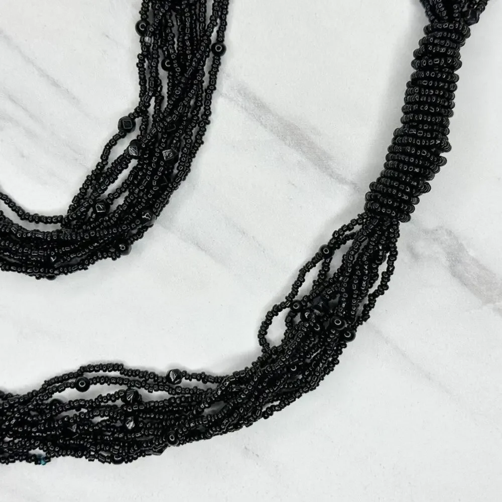 Black Beaded Multi Strand Tie Belt One Size (OS) ✨